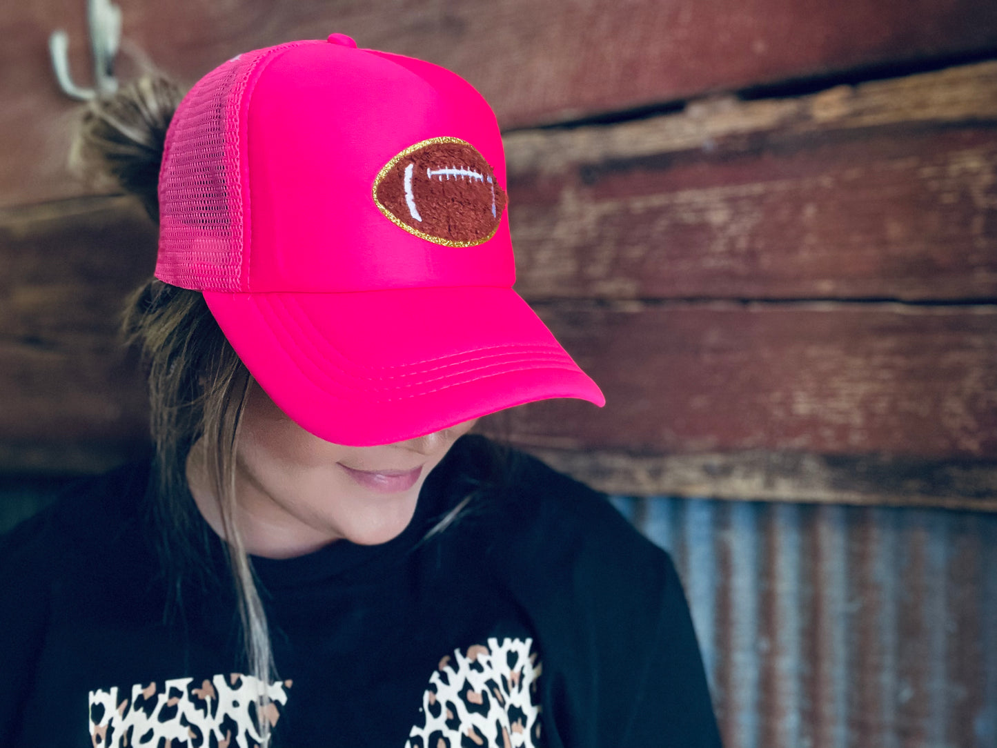 Hot pink football hat