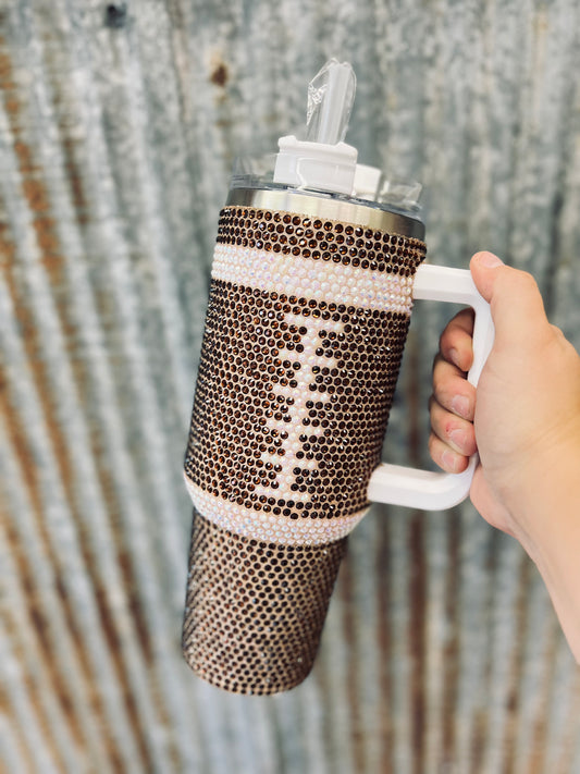 Football rhinestone tumbler