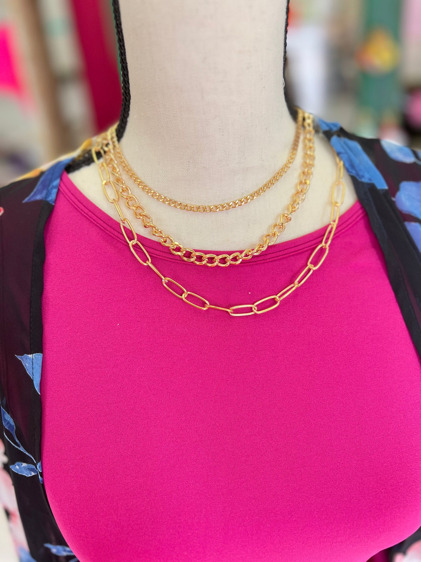 3 strand gold necklace