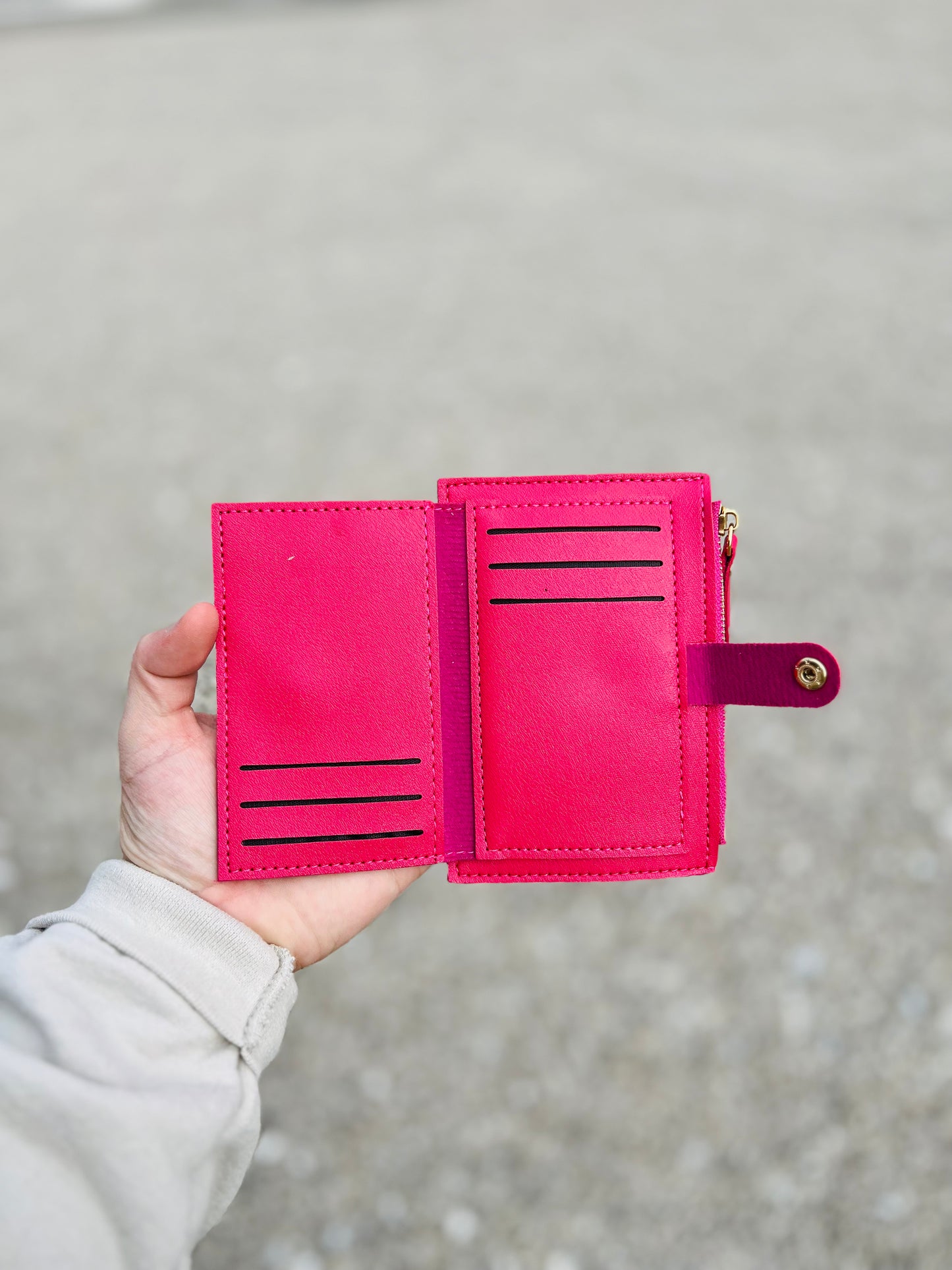 Pink snap wallet