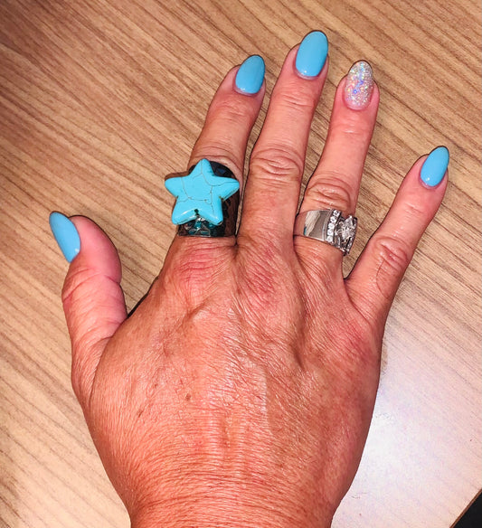 Turquoise star ring